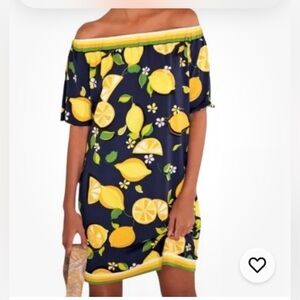 TRINA TURK Kelso Lemon Print off- Shoulder  Small
